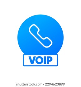Voip Technology icon. Internet call concept connection. Voice over network, voip sign. Voice Over IP Service. Software for network phone calls. Vector illustration.