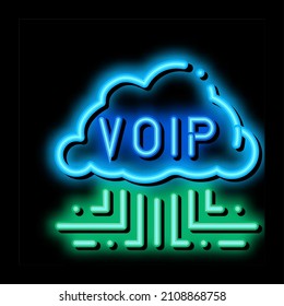 Voip Technology neon light sign vector. Glowing bright icon Voip Technology sign. transparent symbol illustration