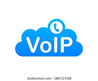 Tecnología VoIP, voz sobre IP. Cartel de llamadas por Internet. Ilustración vectorial.
