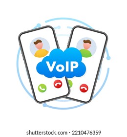 VoIP technology, voice over IP. Internet calling banner. Vector illustration.
