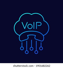 Voip telephony, call line icon, vector