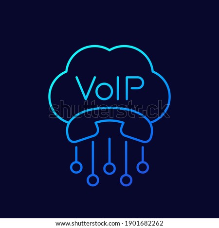 Voip telephony, call line icon, vector