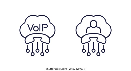 Voip telephony, call line icons on white