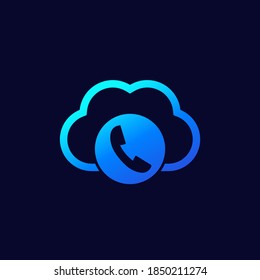 Voip Telephony Icon With Cloud