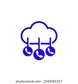 Icono de telefonía Voip con nube