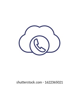 Voip Telephony Icon, Line Vector