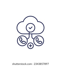 Voip telephony line icon with a cloud