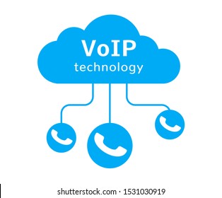 Voip vector icon. Internet call concept connection. Voice over network, voip sign.