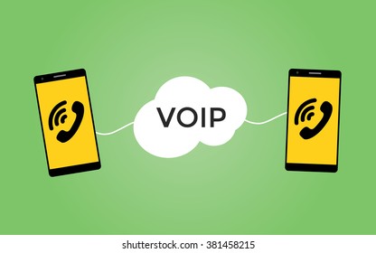 voip voice over protocol concept with two smartphones vector illustration