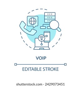 Voip voice recognition soft blue concept icon. Business communication, voice calls. Network architecture, voicemail. Round shape line illustration. Abstract idea. Graphic design. Easy to use