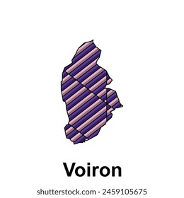 Voiron City Map of France Country, abstract geometric map with color creative design template