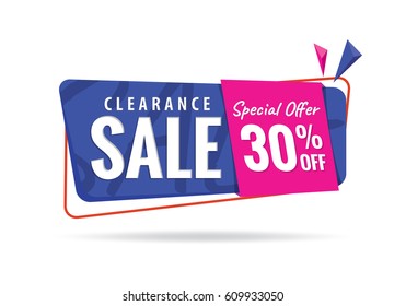 Vol. 2 Clearance Sale  Blue Pink 30 Percent Heading Design For Banner Or Poster. Sale And Discounts Concept. Vector Illustration.