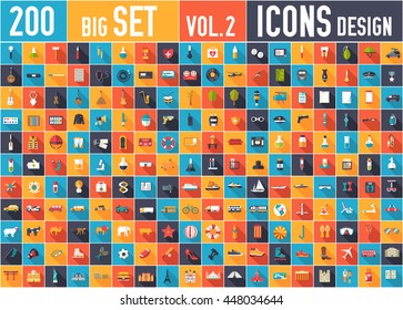 Vol. 2 Flat Big Collection Set Icons Of Medical, Army, War, Shoe, Nature, News, Draw, Police, Rafting, Room, Science, Boat, Sport, Gym, Car, Animal, Summer, Tool, Country. For Infographic Design