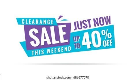 Vol. 3.2 Clearance Sale Blue Purple 40 Percent Heading Design For Banner Or Poster. Sale And Discounts Concept. Vector Illustration.