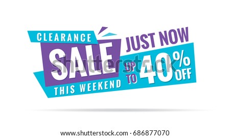 Vol. 3.2 Clearance Sale blue purple 40 percent heading design for banner or poster. Sale and Discounts Concept. Vector illustration.
