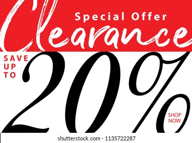 Vol. 5 Clearance Sale 20 percent heading design for banner or poster. Sale and Discounts Concept.