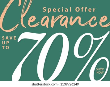Vol. 5.2 Clearance Sale 70 percent heading design for banner or poster. Sale and Discounts Concept.
