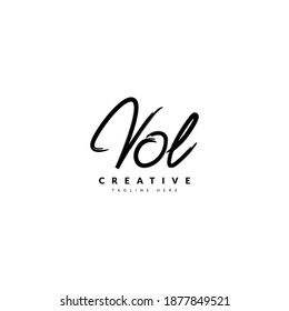 VOL handwritten logotype. Typography for company and business logo. Vector logo design.