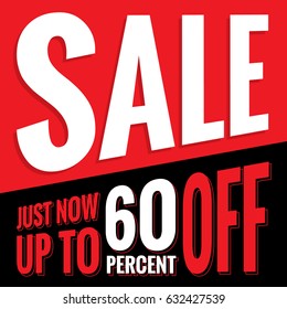 Vol.2 Sale sign set red and black 60 percent heading design for banner or poster. Sale and Discounts Concept. Vector illustration.