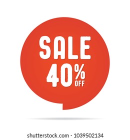 Vol.5 Sale sign set red 40 percent heading design for banner or poster. Sale and Discounts Concept. Vector illustration.