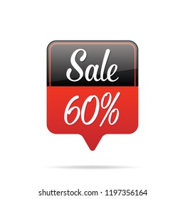Vol.6 Sale sign set remind box black & red 60 percent heading design for banner or poster. Sale and Discounts Concept. Vector illustration.