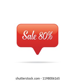 Vol.7 Sale sign set app notification 80 percent heading design for banner or poster. Sale and Discounts Concept. Vector illustration.