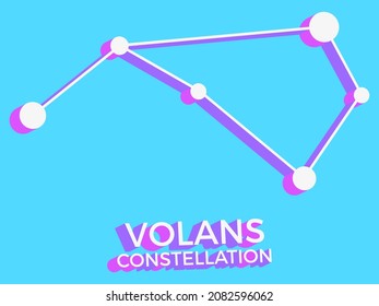 Volans constellation 3d symbol. Constellation icon in isometric style on blue background. Cluster of stars and galaxies. Vector illustration