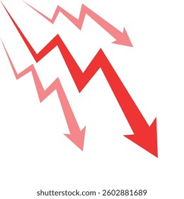 volatile business arrows falling down represent loss and economic recession