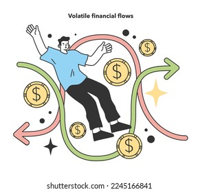 Volatile financial flows. Frustrating and irritating factor about starting and developing a small, local business. Potential failure and difficulties. Flat Vector Illustration