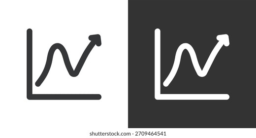Volatile Line Graph Increase icon. Solid glyph series icon