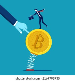 The volatility of cryptocurrencies. finance and investment concept vector illustration