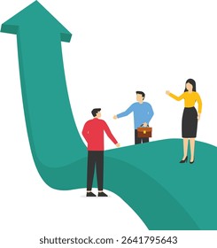 Volatility, development, ambition, businessman team stand walk to the starting point growth graph stock illustration

