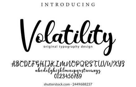Volatility Font Stylish brush painted an uppercase vector letters, alphabet, typeface