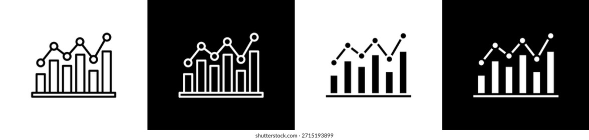 Volatility icon set in line and glyph style on black and white background