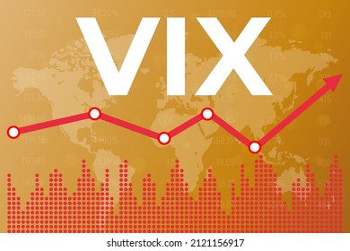 Volatility Index VIX Graph On Yellow And Red Finance Background. Investment Concept