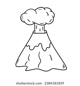 Icono vectorial de actividad volcánica en estilo doodle. Símbolo de diseño simple. Objeto de caricatura dibujado a mano aislado sobre fondo blanco.