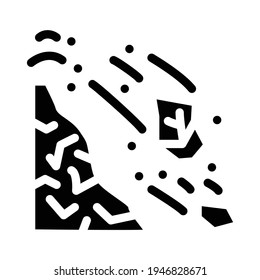 Glyph-Vektorgrafik einer Vulkanbombe. Schild für Vulkanbomben. isoliertes Kontursymbol