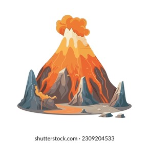 Volcanic crater erupting, danger on cliff isolated