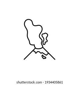volcanic erupting mountain line art icon, simple pictogram symbol