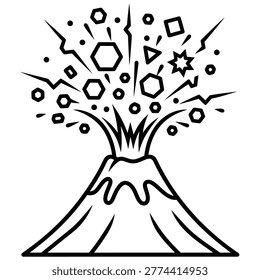 Volcanic eruption with abstract debris icon eruption explosion disaster