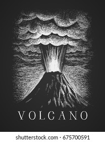Volcanic eruption. Chalk drawing. Eps8 RGB Global colors