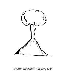 volcanic eruption doodle icon vector 