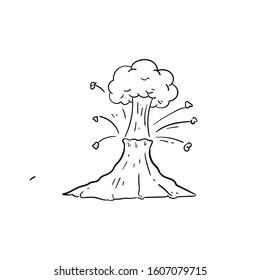 volcanic eruption doodle vector hand drawing 