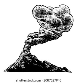 volcanic eruption drawing vector illustration