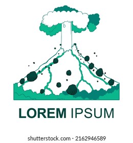 Volcanic Eruption with Flowing Lava as Natural Cataclysm Vector Illustration