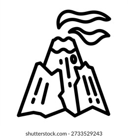 Volcanic Eruption Icon - Black Outline Icons Style For Emergency Management