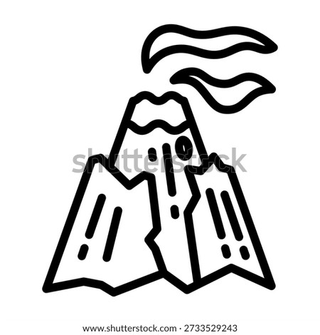 Volcanic Eruption Icon - Black Outline Icons Style For Emergency Management