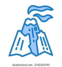 Volcanic Eruption Icon With Blue Color For Emergency Management