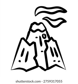 Volcanic Eruption Icon With Dooldles Handdrawn Style For Emergency Management