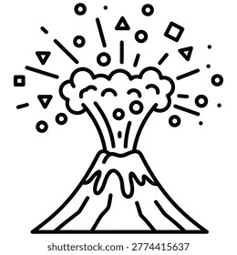 Volcanic eruption icon with lava and falling debris eruption disaster